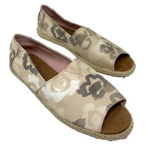 Toms Camo Peep Toe Flats Espadrille Camouflage